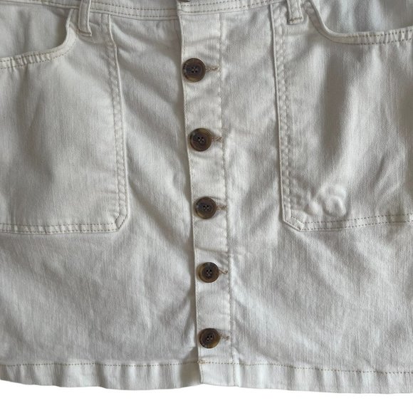 kensie Jeans White Cream High Waist Button Up Mini Denim Skirt Size 12/31 - Picture 2 of 7